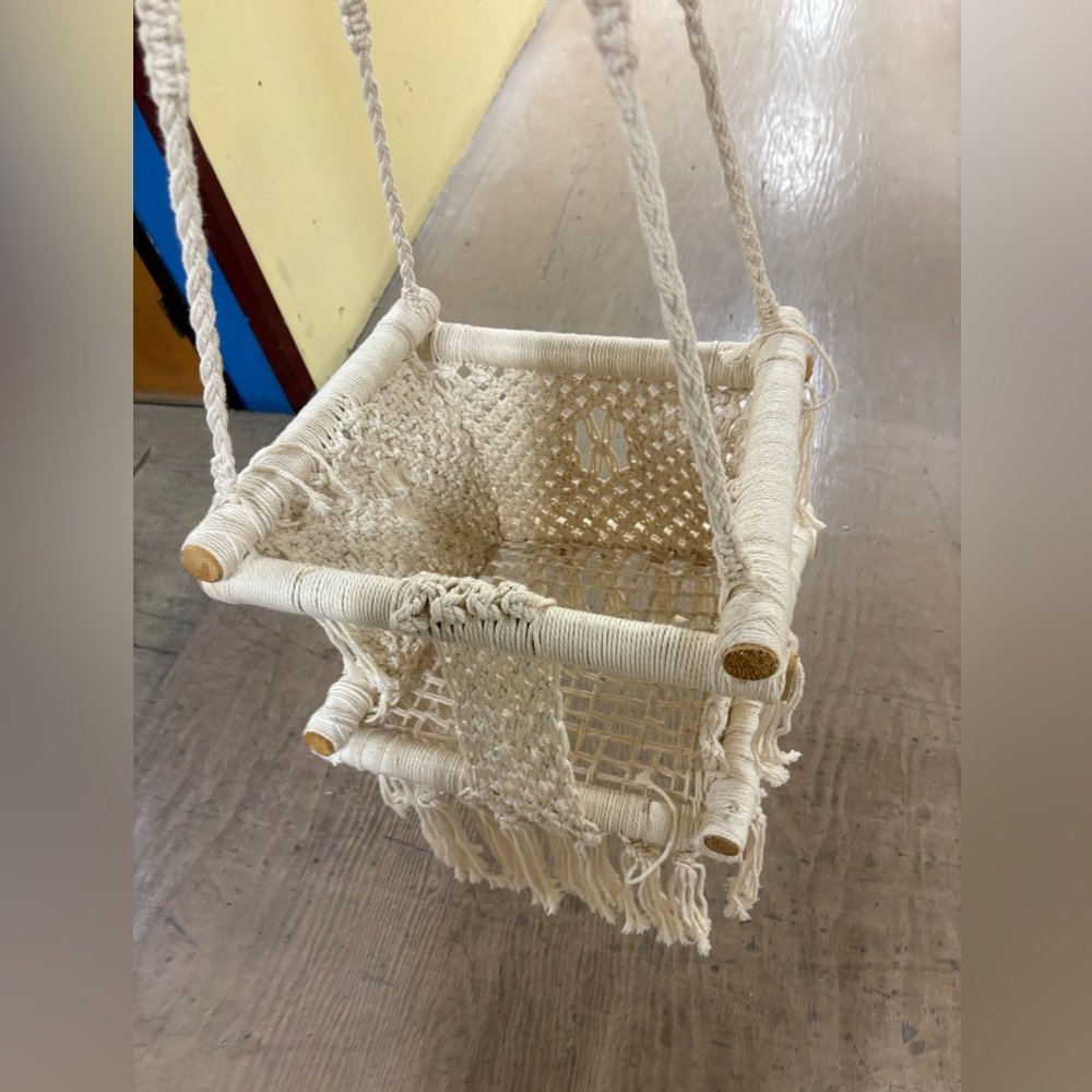 Handcrafted Cream Macramé Baby Hanging Swing Chair Bohemian